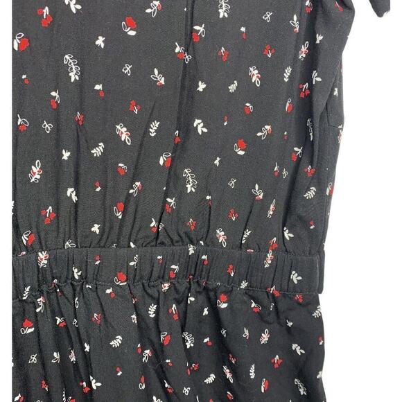 J Jill Floral Tie Front Wide-Leg Jumpsuit Womens Size L Black Red NWT $129 - Picture 12 of 12